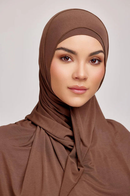 OEKO-TEX™ Bamboo Jersey Hijab Set - Bark Brown