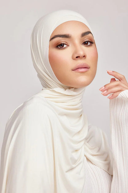 OEKO-TEX™ Bamboo Jersey Hijab Set - Off White