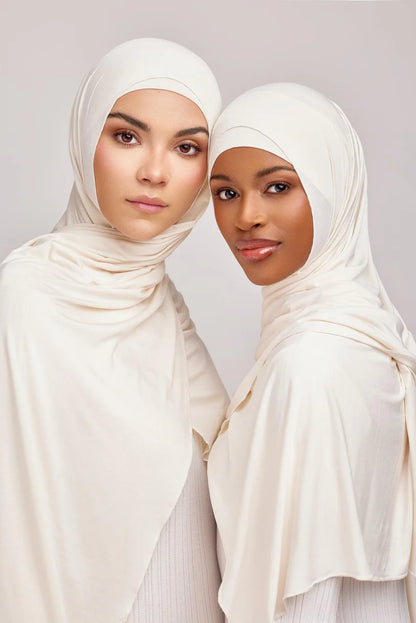 OEKO-TEX™ Bamboo Jersey Hijab Set - Creamy Ivory