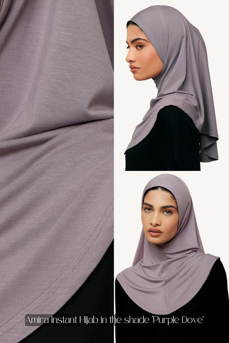 Amira Bamboo Jersey Instant Hijab - Deep Taupe