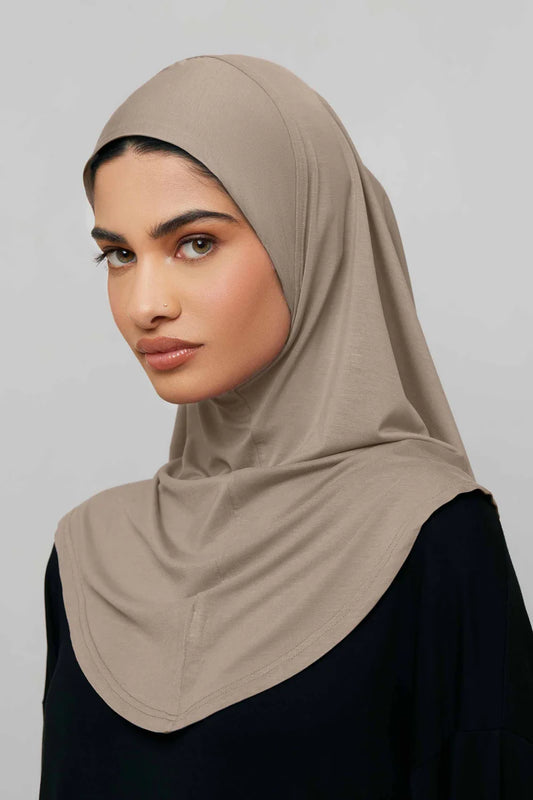 Amira Bamboo Jersey Instant Hijab - Mink