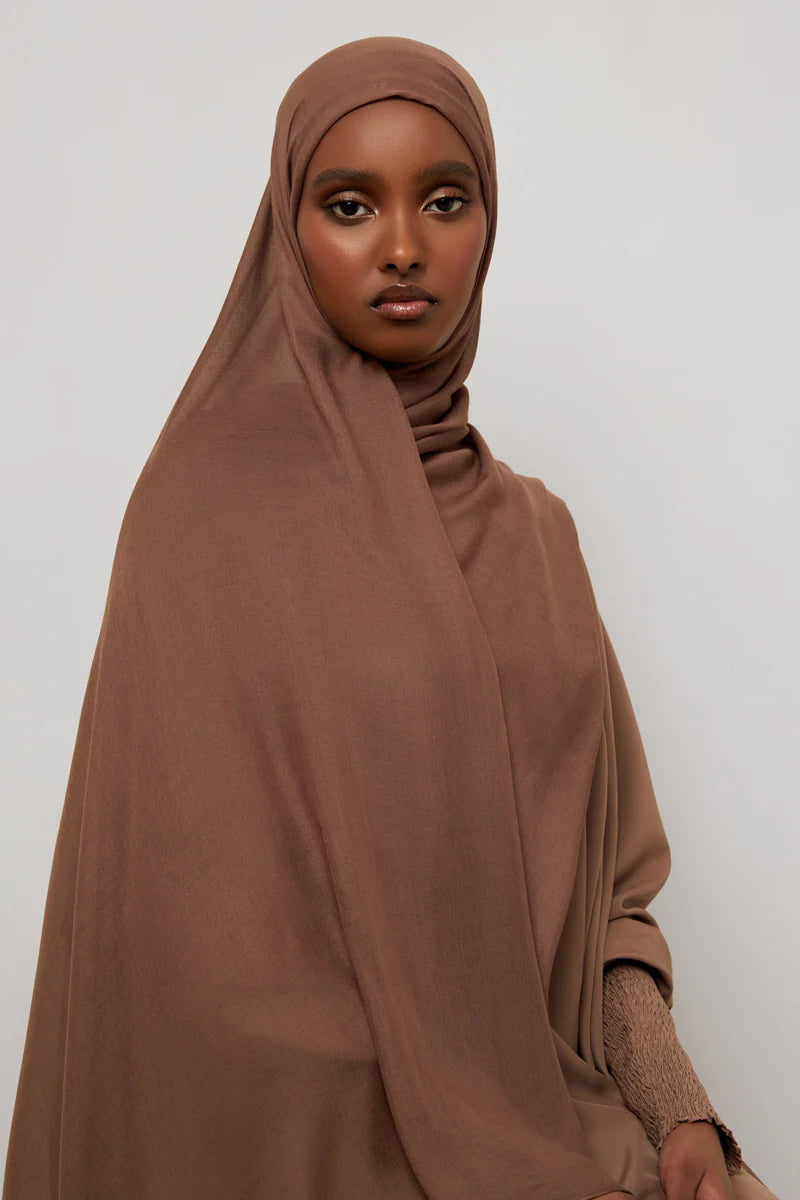 Bamboo Woven Hijab - Cocoa Brown