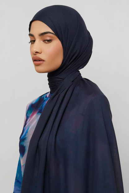 Bamboo Woven Hijab - Navy