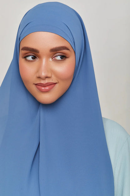 Chiffon LITE Hijab - Coronet Blue