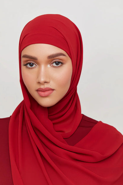 Chiffon LITE Hijab - Deep Red