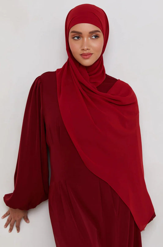 Chiffon LITE Hijab - Deep Red