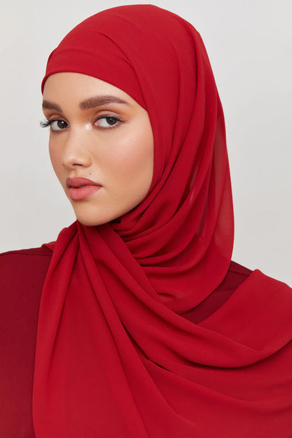 Chiffon LITE Hijab - Deep Red